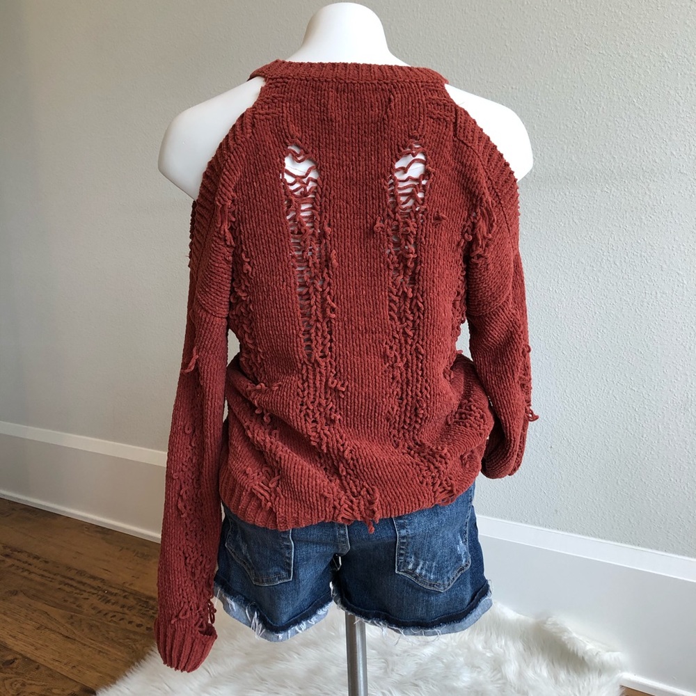 Rust Open Shoulder Destroyed Sweater Rust - image 2